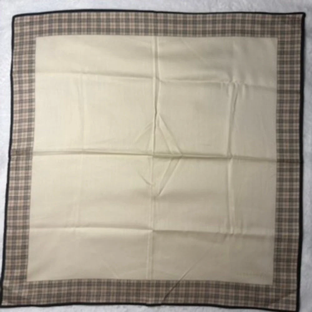 Vtg BURBERRY Scarf Handkerchief Nova Check Plaid Beige 19.5